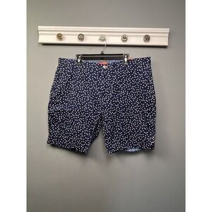 Tallia Sport Shorts Mens 40 Navy Blue Polka Dot Stretch Cotton‎ Flat Front 9"